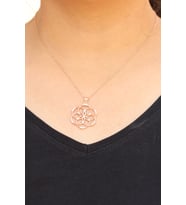 Yaşam Çiçeği Zirkon Taşlı Rose Kaplama Gümüş Kolye