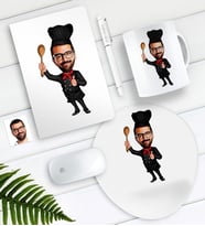 BK Gift Kişiye Özel Bay Chef Karikatürlü Defter Kalem Kupa Mouse Pad Seti (Model 1)