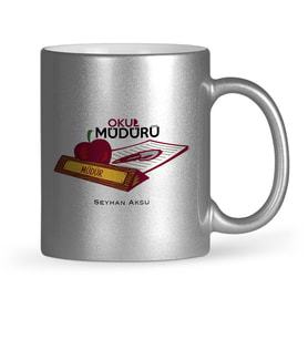 BK Gift Kişiye Özel Okul Müdürü Gümüş Yaldızlı Kupa Bardak  1