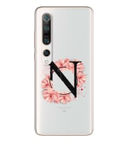 Pembe Çiçekli Harf Tasarım Süper Şeffaf Silikon Telefon Kılıfı Xiomai Mi10- Mi 1