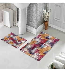 Banyo Halısı Ikili Klozet Takımı Kaymaz Tabanlı (60 xm x 100 cm + 40 cm x 60 cm) 