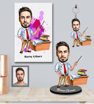 Kişiye Özel Öğretmen Karikatürlü 3 lü Hediye Seti Bay-4