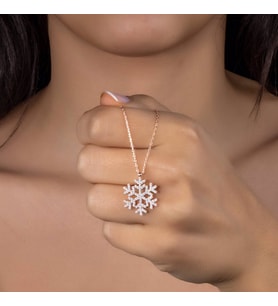 Else Silver Pırlanta Modeli Gümüş Kar Tanesi Kolye