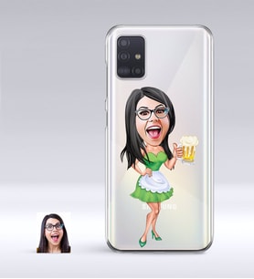 BK Gift Kişiye Özel Bayan Karikatürlü Samsung Galaxy A51 İnce Şeffaf Silikon Telefon Kapağı-30 (Beyaz)