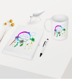 BK Gift Kişiye Özel Resim Öğretmeni Temalı Beyaz Defter Kalem Kupa Seti - 4