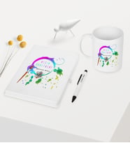 BK Gift Kişiye Özel Resim Öğretmeni Temalı Beyaz Defter Kalem Kupa Seti - 4