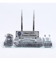 EFES HUZUR VEREN BULUT MERMER VİP SET MASA İSİMLİK HEDİYELİK OFİS MASA İSİMLİĞİ (Eskitme Gümüş)
