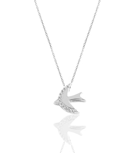 Söğütlü Silver Gümüş rodyumlu zirkon taşlı martı kolye