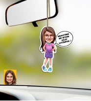 BK Gift Kişiye Özel Kız Çocuk Kolay Yetişmiyor Karikatürlü Ahşap Araba Dikiz Ayna Süsü-5 (Beyaz)