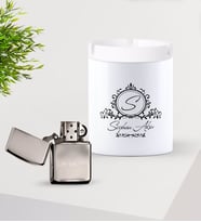 BK Gift Kişiye Özel İsimli Silver Benzinli Metal Çakmak ve Seramik Kül Tablası Seti-11 (Model 1)
