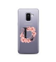 Pembe Çiçekli Harf Tasarım Süper Şeffaf Silikon Telefon Kılıfı Samsung A8 (2018)
