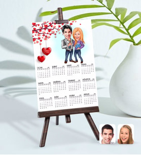 BK Gift Kişiye Özel 15x21 cm Fotoğraf Kartlı Sevgililer Karikatürlü Şövaleli 2024 Takvim -50 (Beyaz)
