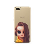 Kahve Saçlı Kız Tasarımlı Süper Şeffaf Silikon Telefon Kılıfı Huawei Honor 7s-Y5
