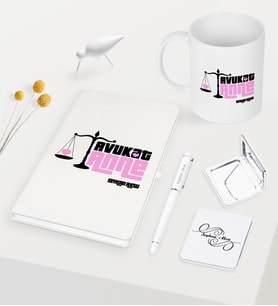 BK Gift Kişiye Özel Avukat Anne Beyaz Defter Kalem Kupa Ayna Seti (Model 1)