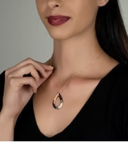 Gümüş Zirkon Taşlı Gözyaşı Damlası Tasarım Kolye (Rose)
