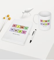 BK Gift Kişiye Özel Fen Bilimleri Öğretmeni Temalı Beyaz Defter Kalem Kupa Seti - 3