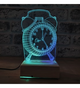 Kişiye Özel Lazer Kesim 3D Tasarım Çalar Saat Tasarımı Led Aydınlatma