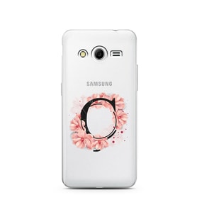 Pembe Çiçekli Harf Tasarım Süper Şeffaf Silikon Telefon Kılıfı Samsung Core 2 Ç-