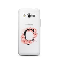Pembe Çiçekli Harf Tasarım Süper Şeffaf Silikon Telefon Kılıfı Samsung Core 2 Ç-