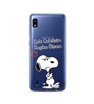 Snoopy Tasarımlı Süper Şeffaf Silikon Telefon Kılıfı Samsung A10