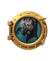 Renkselart Gemi, Denizalti, Pencere, Köpek Duvar Sticker-298