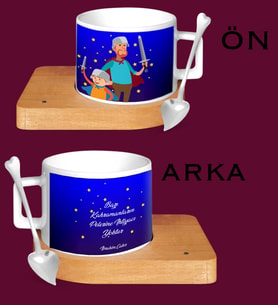 BK Gift Kişiye Özel Babalar Günü Temalı Ahşap Altlıklı Seramik Fincan 27605