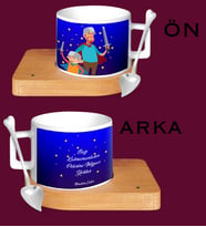 BK Gift Kişiye Özel Babalar Günü Temalı Ahşap Altlıklı Seramik Fincan 27605