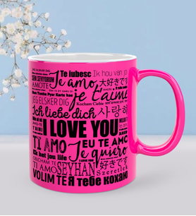 BK Gift Kişiye Özel Sevgili Tasarımlı Fosforlu Pembe Kupa Bardak - 78