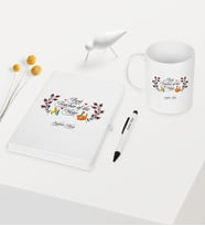 BK Gift Kişiye Özel Yılın En İyi Öğretmeni Temalı Beyaz Defter Kalem Kupa Seti - 1
