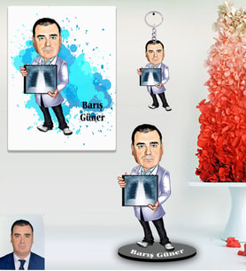 Kişiye Özel Doktor Karikatürlü 3 lü Hediye Seti Bay-4