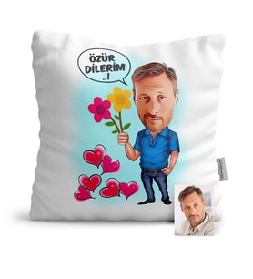 BK Gift Kişiye Özel Özür Dilerim Karikatür  Yastık  1