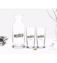 BK Gift Kişiye Özel Renkli Baskılı Bursa Tasarımlı Turistik İkili Rakı Bardağı ve Karaf Hediye Seti-1 (Model 1)