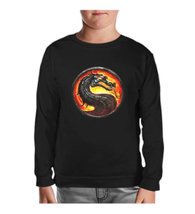 Mortal Combat Logo Siyah Çocuk Sweatshirt