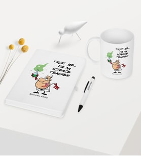 BK Gift Kişiye Özel Fen Bilimleri Öğretmeni Temalı Beyaz Defter Kalem Kupa Seti - 5