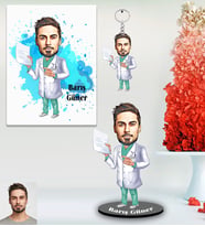 Kişiye Özel Doktor Karikatürlü 3 lü Hediye Seti Bay-8