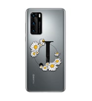 Papatya Harf Tasarım Süper Şeffaf Silikon Telefon Kılıfı Huawei P40 J-Harfi
