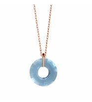 Swarovski® 6039 Aquamarine Disk Gümüş Kolye