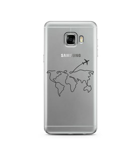Çizgi Harita Tasarımlı Süper Şeffaf Silikon Telefon Kılıfı Samsung C5  