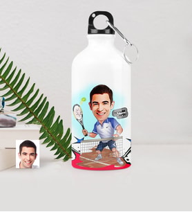 BK Gift Kişiye Özel Bay Tenis Oyuncusu Karikatürlü Metal Suluk 500 Ml