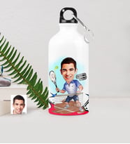 BK Gift Kişiye Özel Bay Tenis Oyuncusu Karikatürlü Metal Suluk 500 Ml