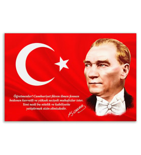 ''Güner Ofis'' Atatürk Tablosu Deri Üzerine Kanvas Tablo 80x130