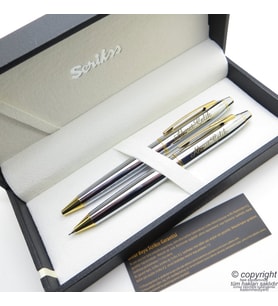 Scrikss 35 Gold Krom Tükenmez Kalem + Versatil Kalem Set  Scrikss Kalem  İsme Özel Kalem  Hediyelik Kalem
