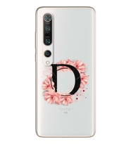 Pembe Çiçekli Harf Tasarım Süper Şeffaf Silikon Telefon Kılıfı Xiomai Mi10- Mi 1