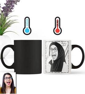 BK Gift Kişiye Özel Türbanlı Karikatürlü Sihirli Kupa Bardak 40750