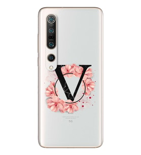 Pembe Çiçekli Harf Tasarım Süper Şeffaf Silikon Telefon Kılıfı Xiomai Mi10- Mi 1
