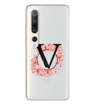 Pembe Çiçekli Harf Tasarım Süper Şeffaf Silikon Telefon Kılıfı Xiomai Mi10- Mi 1