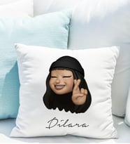 Emoji Kız Stiker Yastığı Kişiye Özel