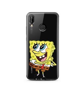 Süngerbob Tasarımlı Süper Şeffaf Silikon Telefon Kılıfı Huawei P20 Lite  
