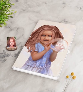 BK Gift Kişiye Özel Kız Çocuk İllüstrasyon Tasarımlı Beyaz Defter-2