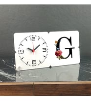G Harfi Ahşap Masa Saati